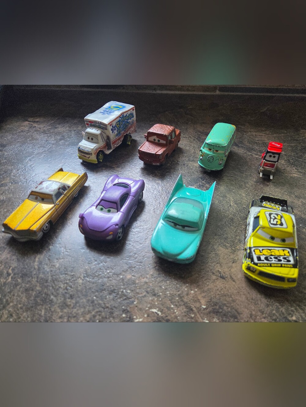 Disney Pixar Diecast Cars - Dr Damage Fred Fillmore Claude Flo Holley Coupe